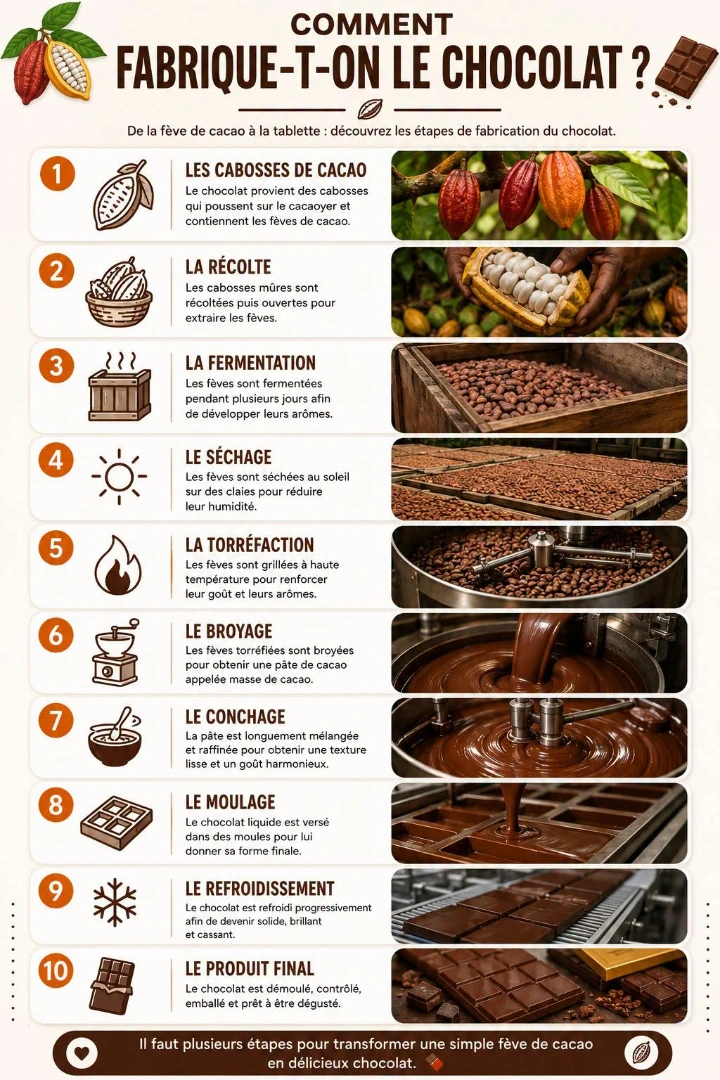 Processus de fabrication du chocolat