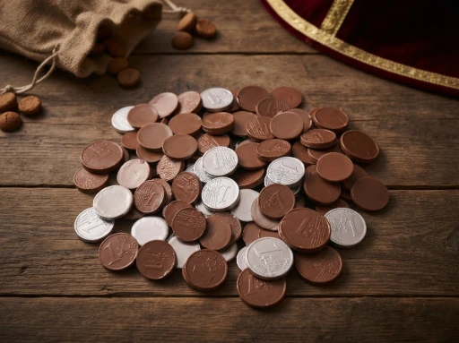 Pièces de 1 € en chocolat au lait, noir et blanc
