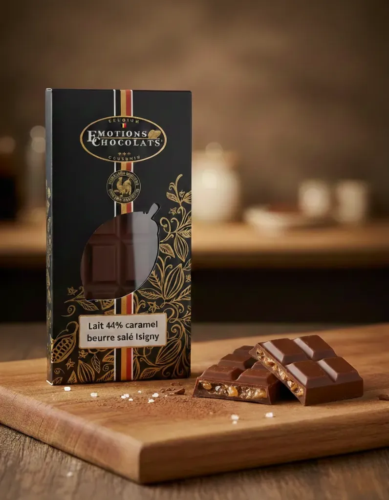 Tablette lait 44% éclats caramel beurre salé d'Isigny